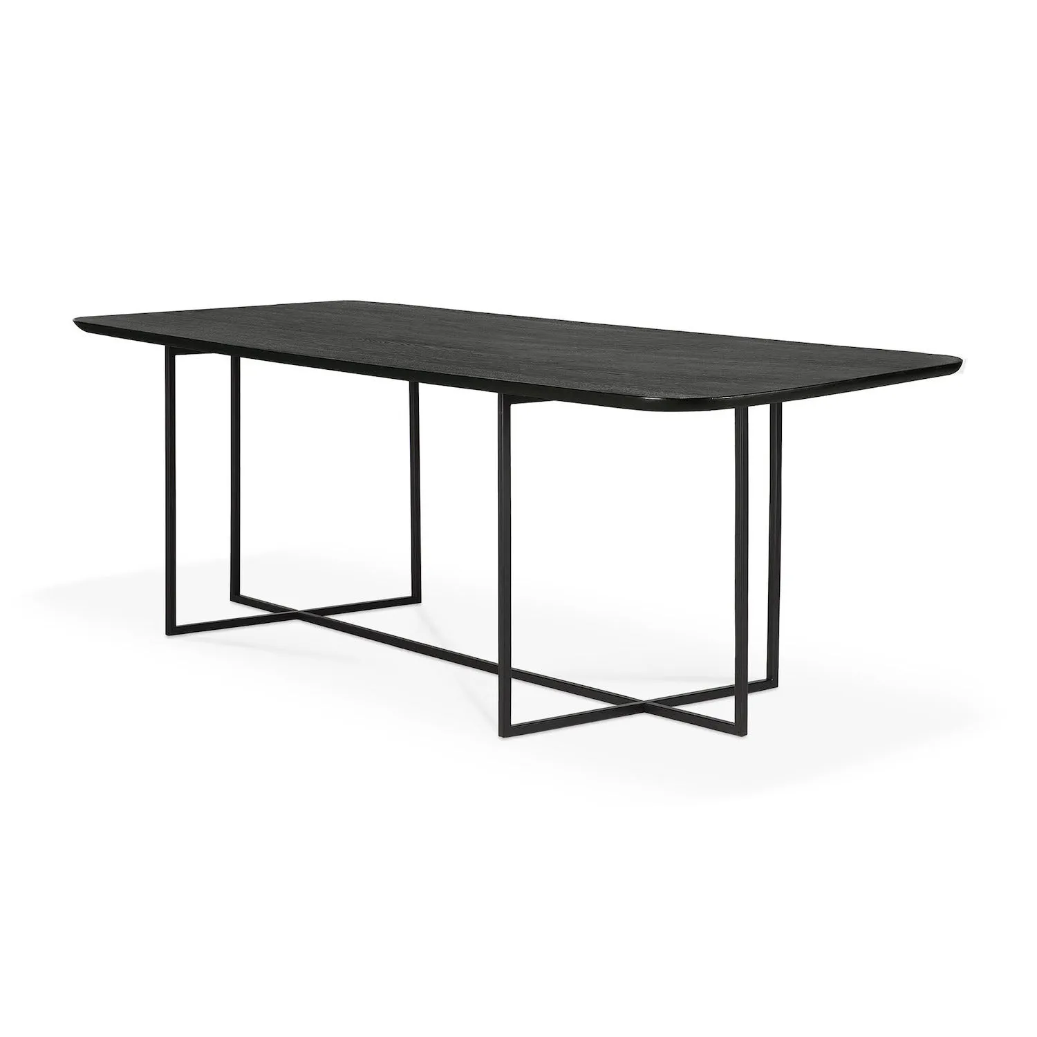 Oak Arc Black Dining Table - Varnished