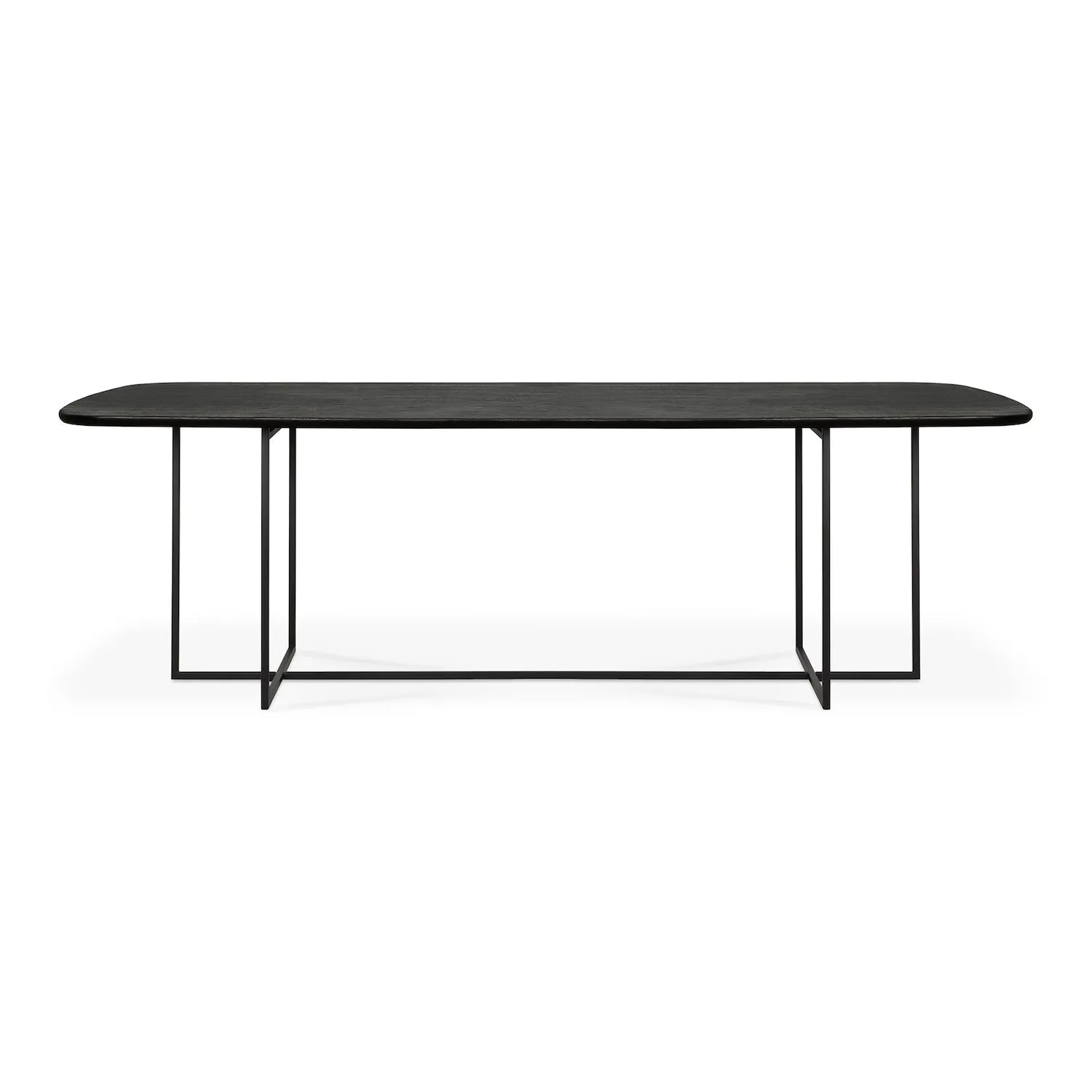 Oak Arc Black Dining Table - Varnished
