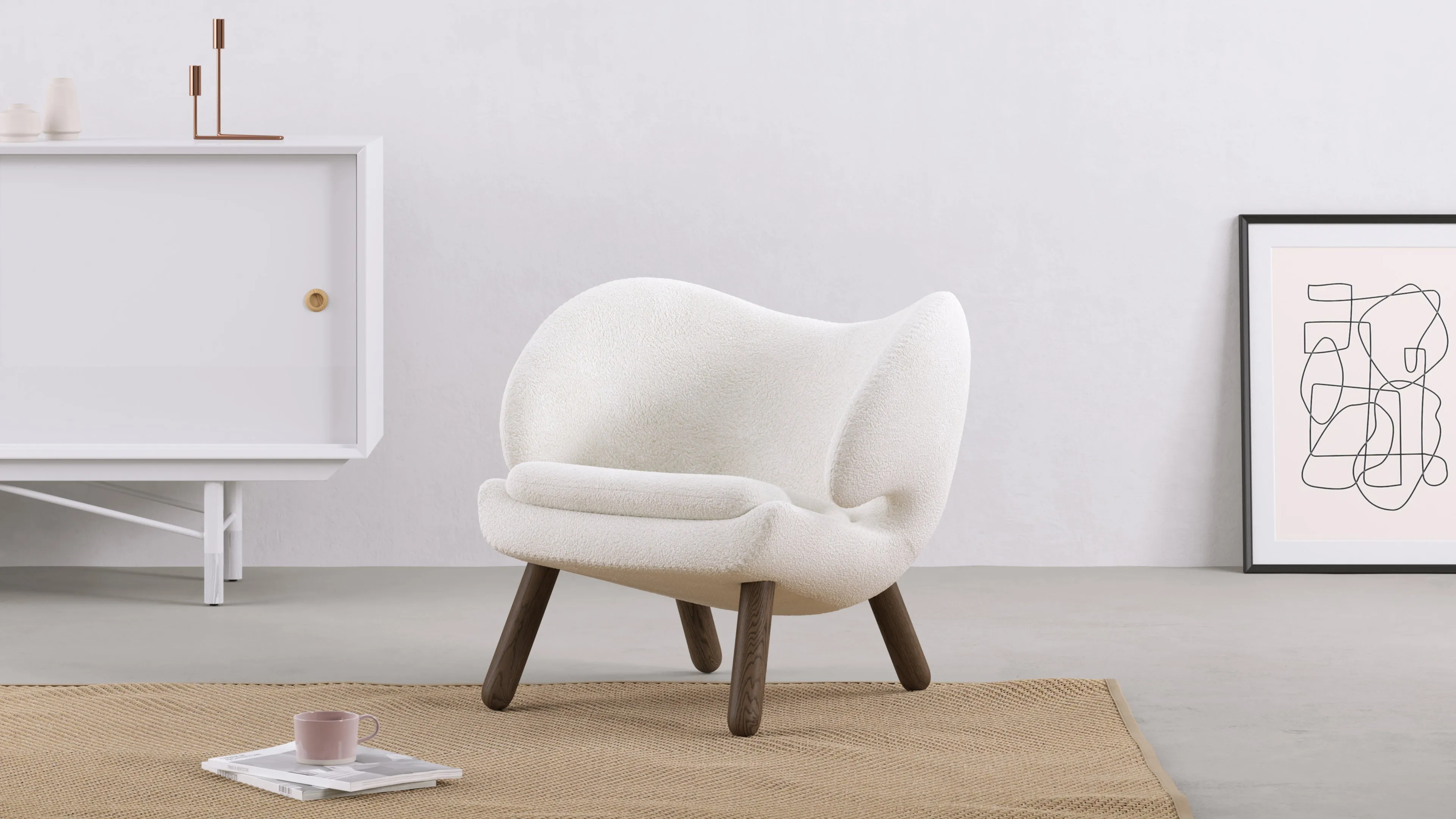 Pelican - Pelican  Lounge Chair, White Sherpa