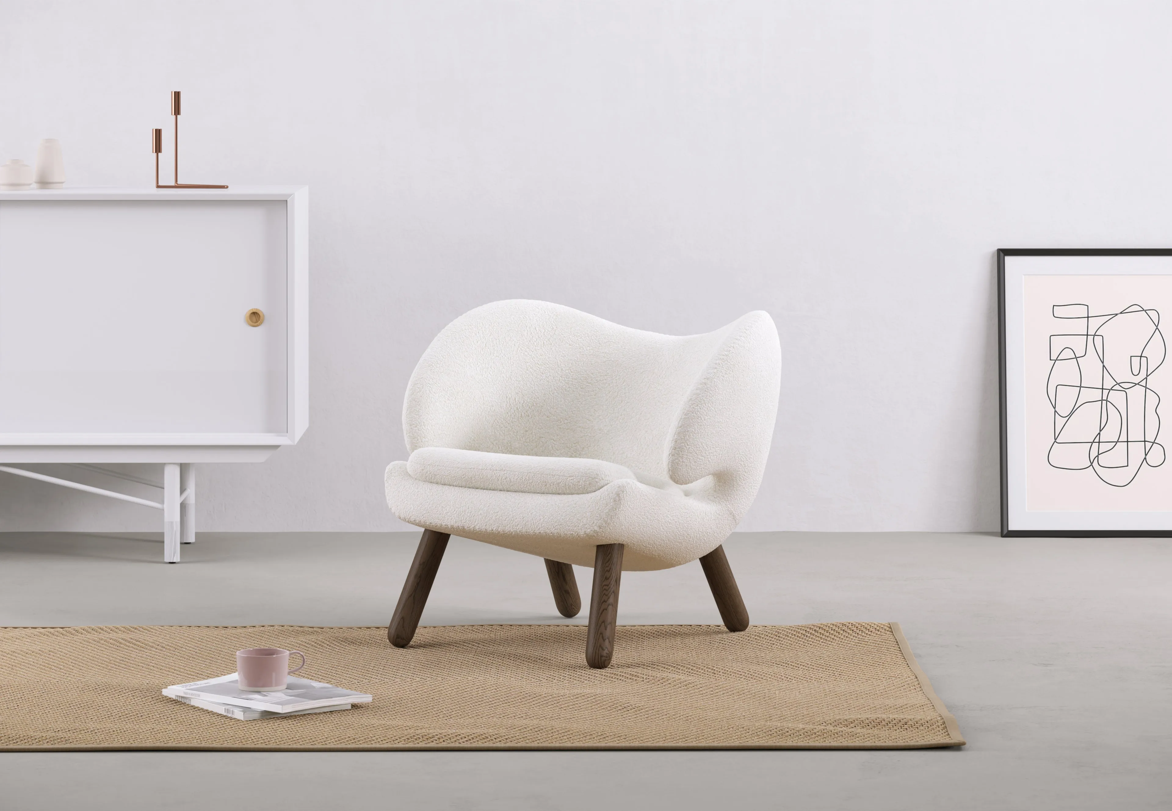 Pelican - Pelican  Lounge Chair, White Sherpa