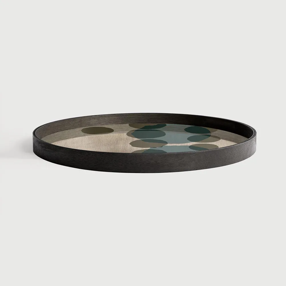 Slate Layered Dots Large Round Glass Tray