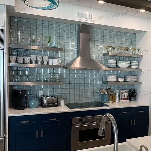 Stainless steel floating shelves available from stock