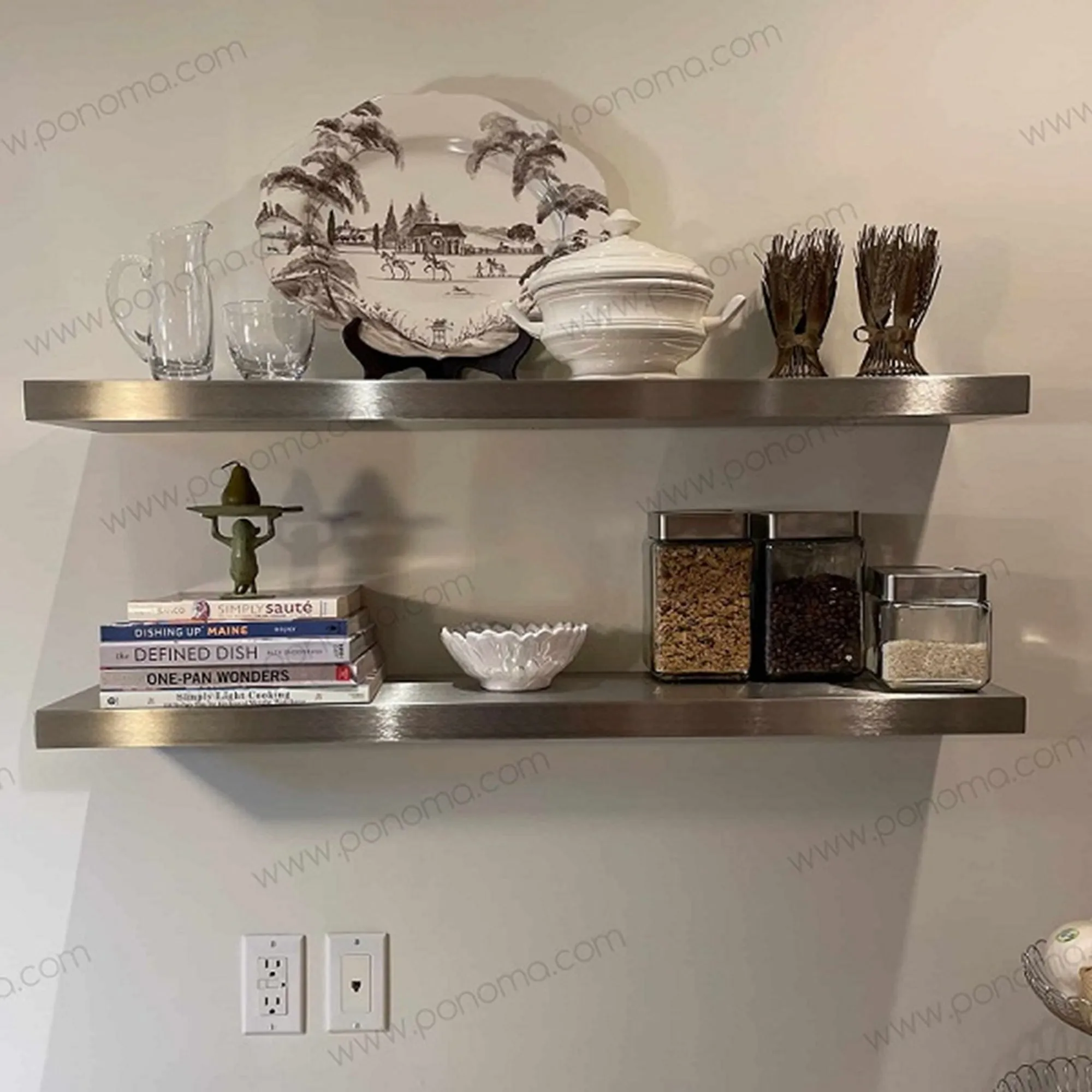 Stainless steel floating shelves available from stock