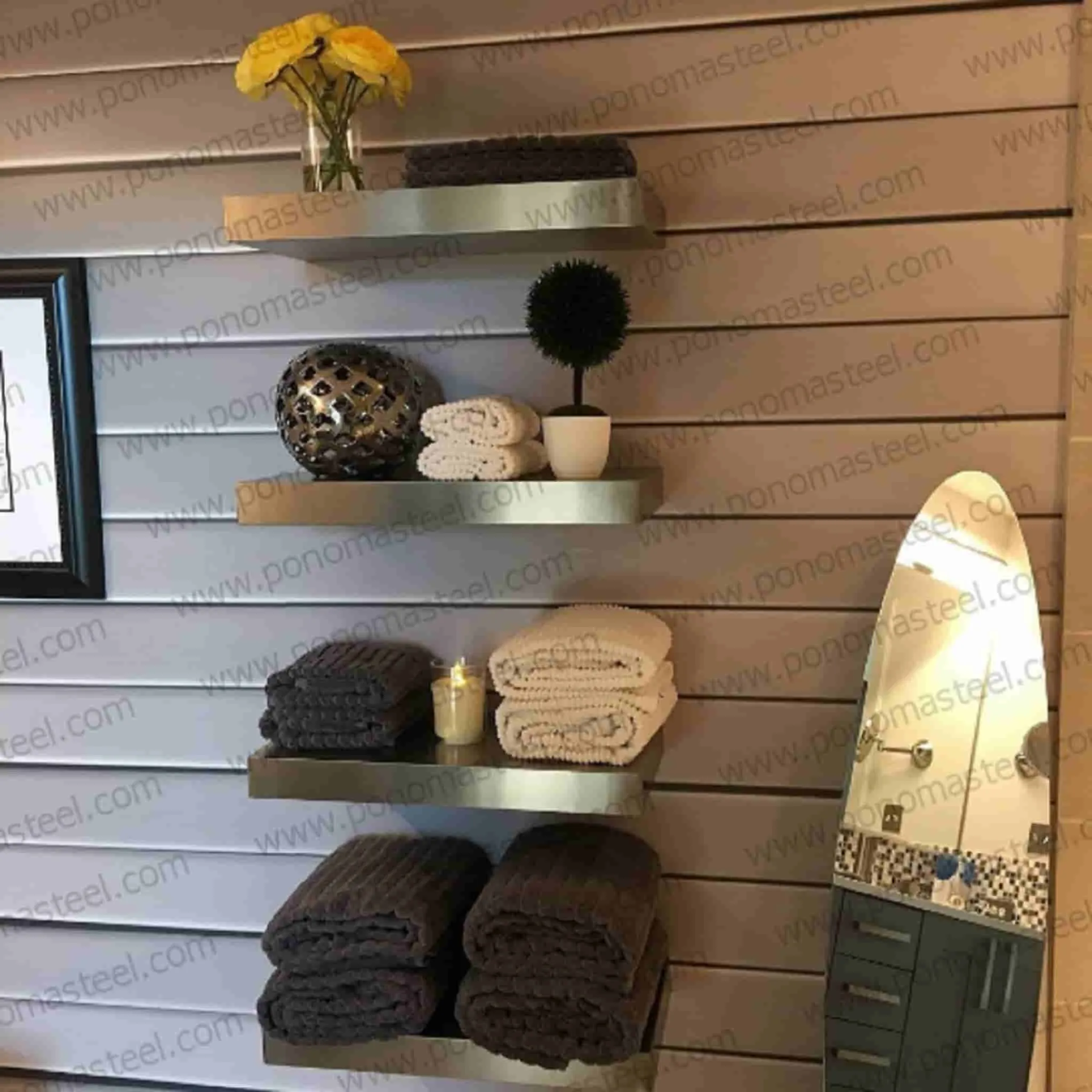 Stainless steel floating shelves available from stock