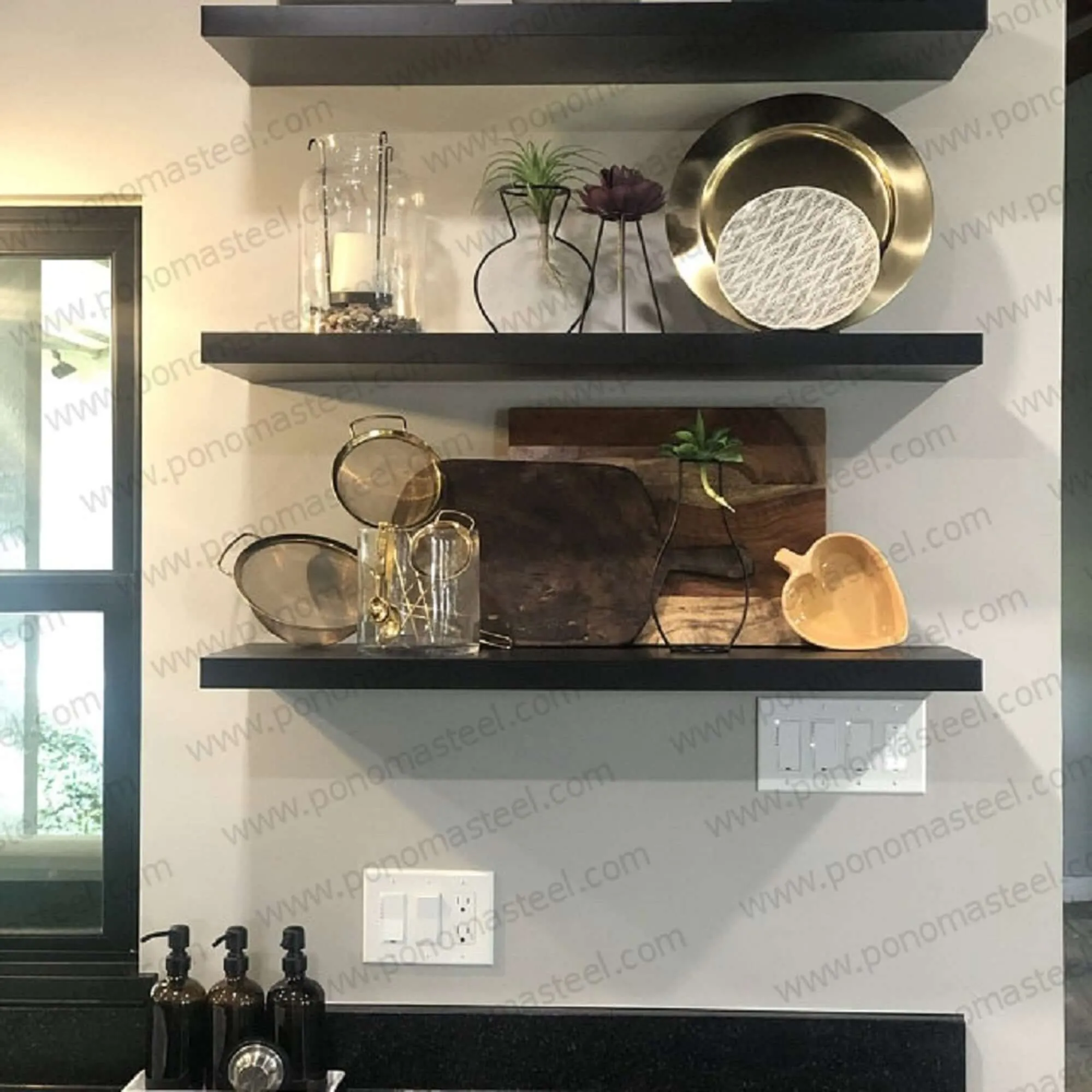 Stainless steel floating shelves available from stock