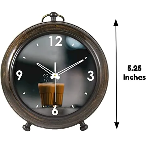 Standard Instruments Antique Wooden Table Clock, 5.25 cm Dial, 10 cm Brown