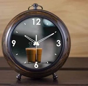 Standard Instruments Antique Wooden Table Clock, 5.25 cm Dial, 10 cm Brown