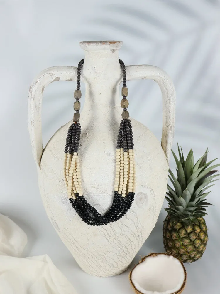 Timber Bead Necklace - Kahului - Marble