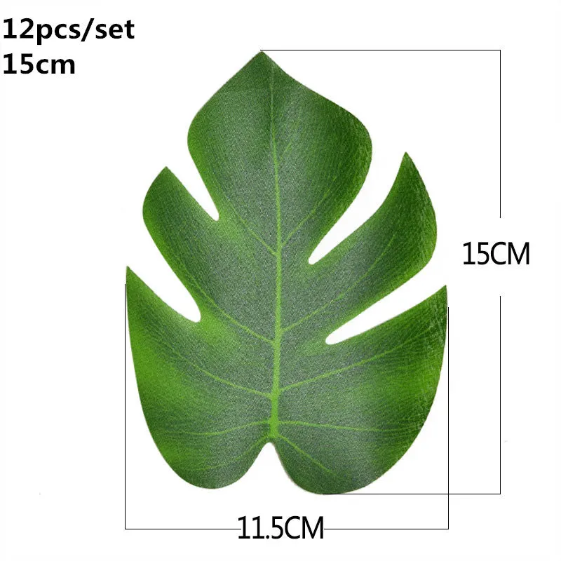 Tropical Palm Leaves Summer Monstera Artificial Silk Turtle Leaves For Home Hawaiian Luau Beach Wedding Party Decor Fake Plants
