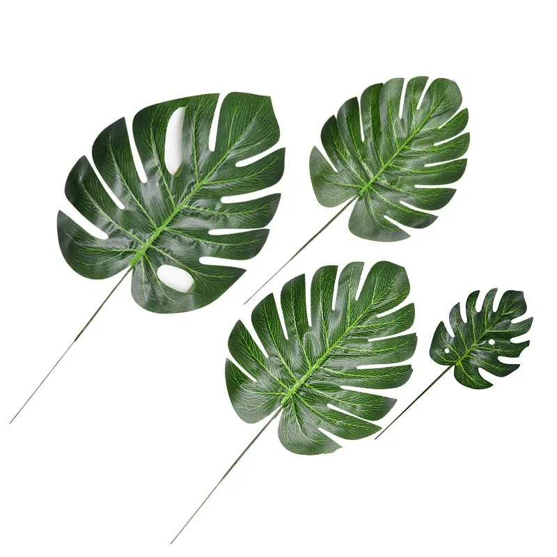 Tropical Palm Leaves Summer Monstera Artificial Silk Turtle Leaves For Home Hawaiian Luau Beach Wedding Party Decor Fake Plants