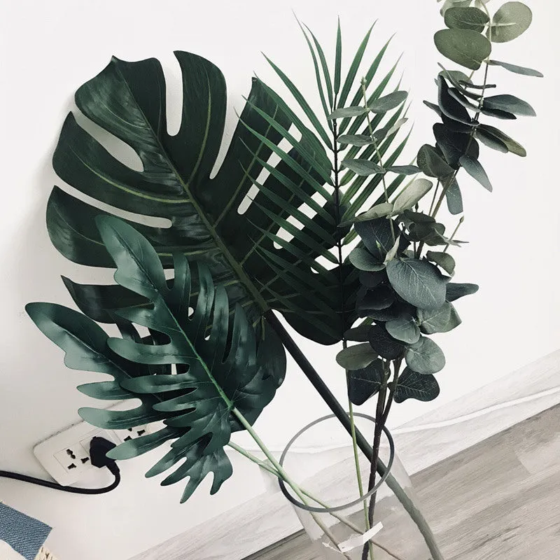Tropical Palm Leaves Summer Monstera Artificial Silk Turtle Leaves For Home Hawaiian Luau Beach Wedding Party Decor Fake Plants