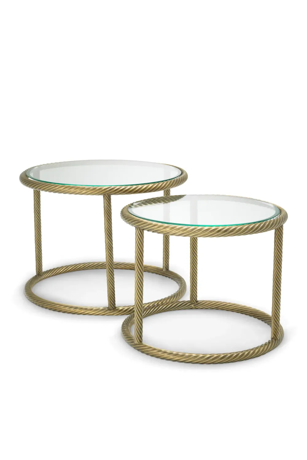 Vintage Brass Round Side Tables (2) | Eichholtz Addison