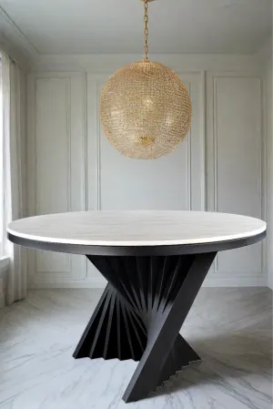 Waterfall Marble Top Dining Table for 6  in Black