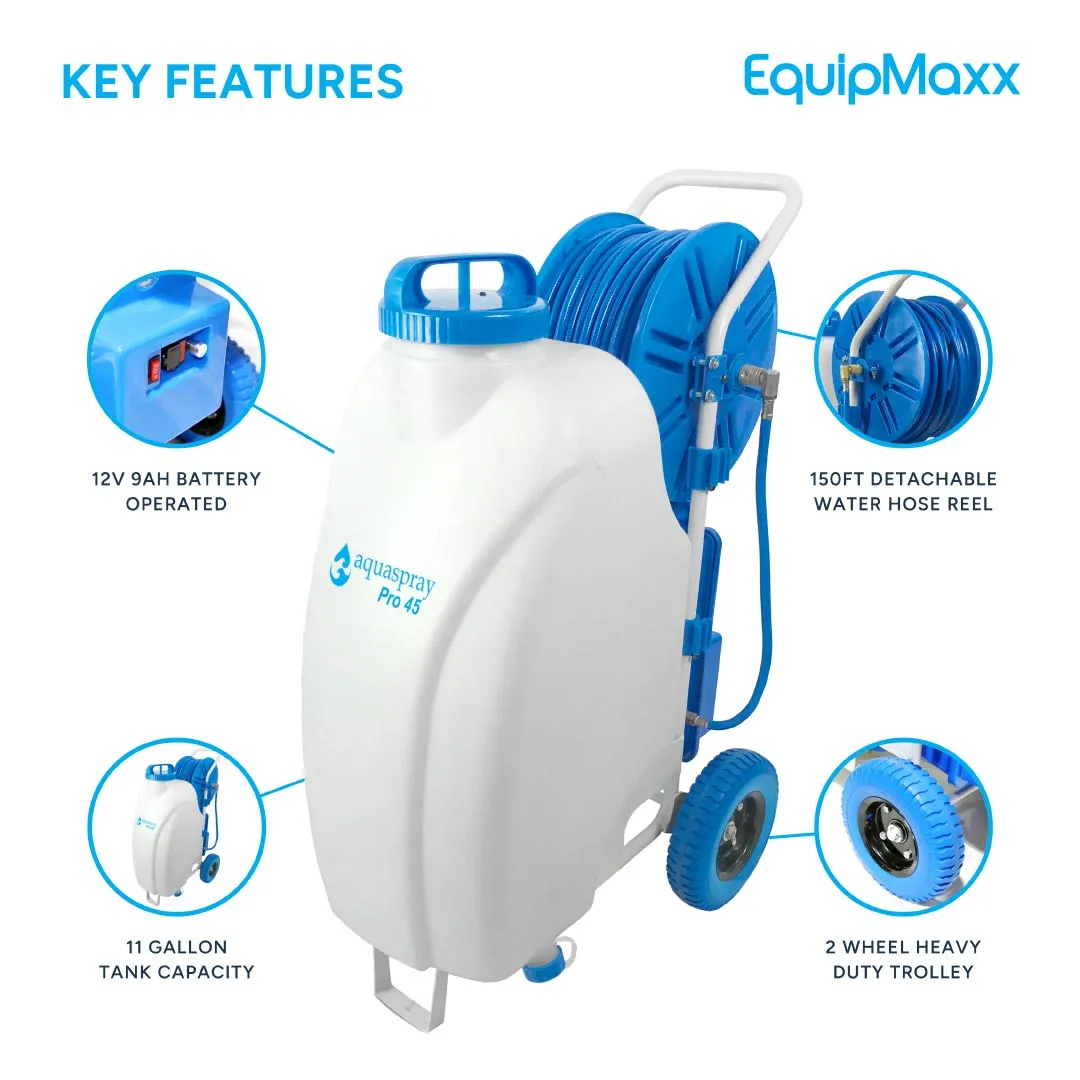 Window and Solar Panel Cleaning System: Rolling 12 Gallon Pro45 Water Tank with Water Fed Pole